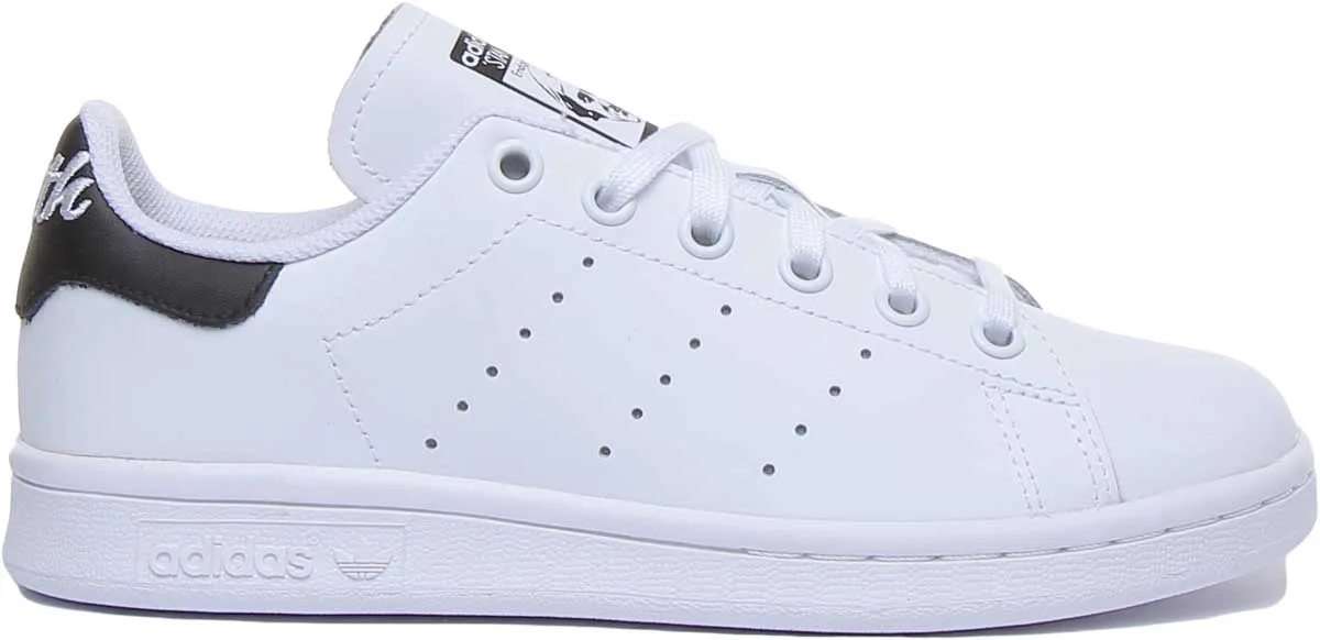Adidas Stan Smith Leather Trainers In White Black For Youth