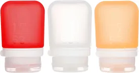 humangear GoToob  3-Pack (Small) | Refillable Silicone Travel Bottle | Locking Lid | Food-Safe Material, Clear/Red/Orange, Small (1.7 fl.oz; 53ml)