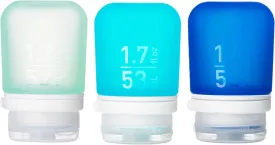 humangear GoToob  Refillable Silicone Travel Size Bottles with Locking Cap, 3pk Set, Mint/Aqua/Teal, Small (1.7 fl.oz; 53ml)