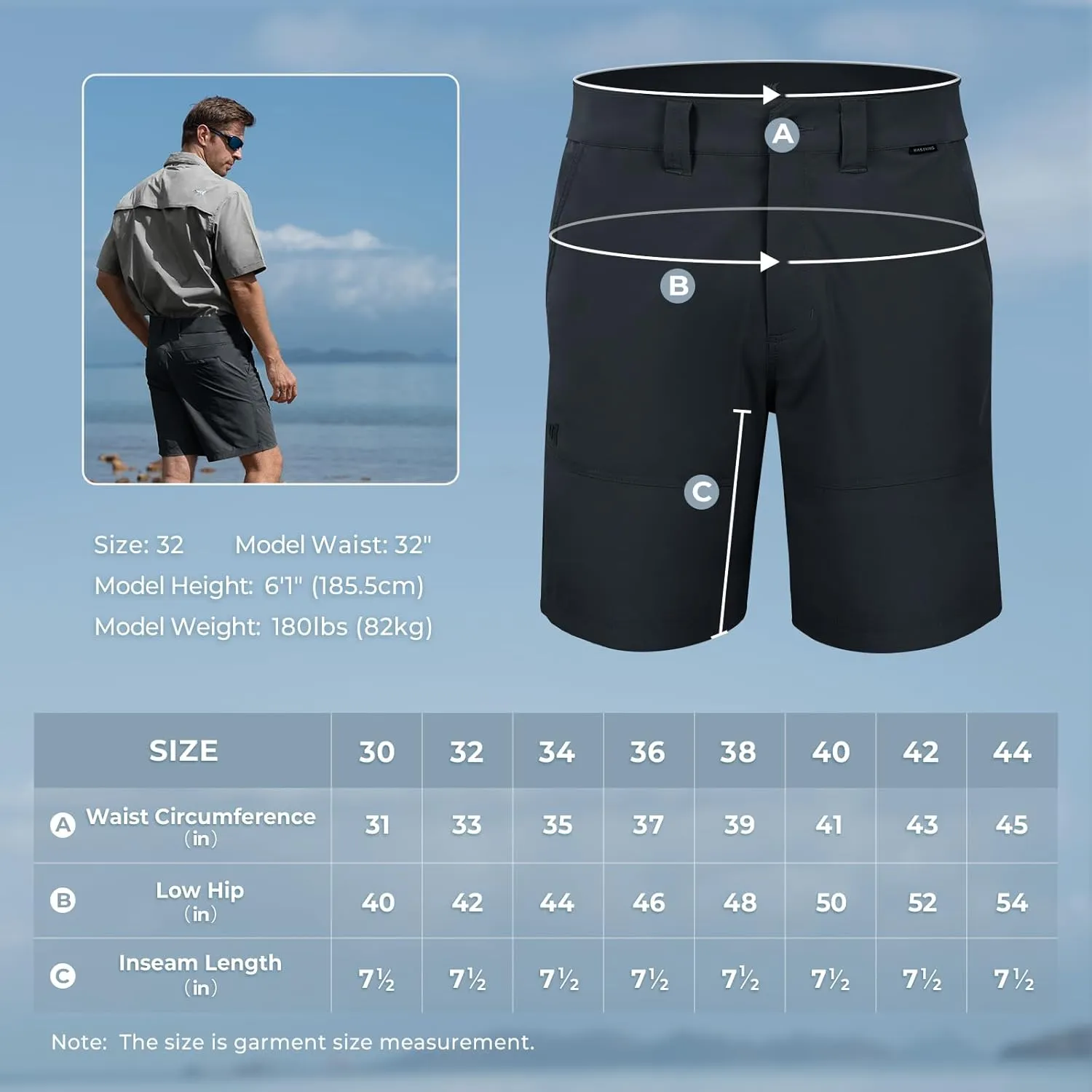 KastKing Cool Caster Men's Fishing Shorts, UPF 50  Hiking Shorts, 10.5?? and 7.5?? Available, Water Repellent, 4-Way Stretch
