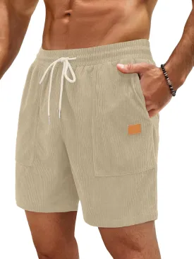 Sailwind Men's Casual Corduroy Shorts Lightweight Elastic Waist Drawstring Summer Beach Shorts