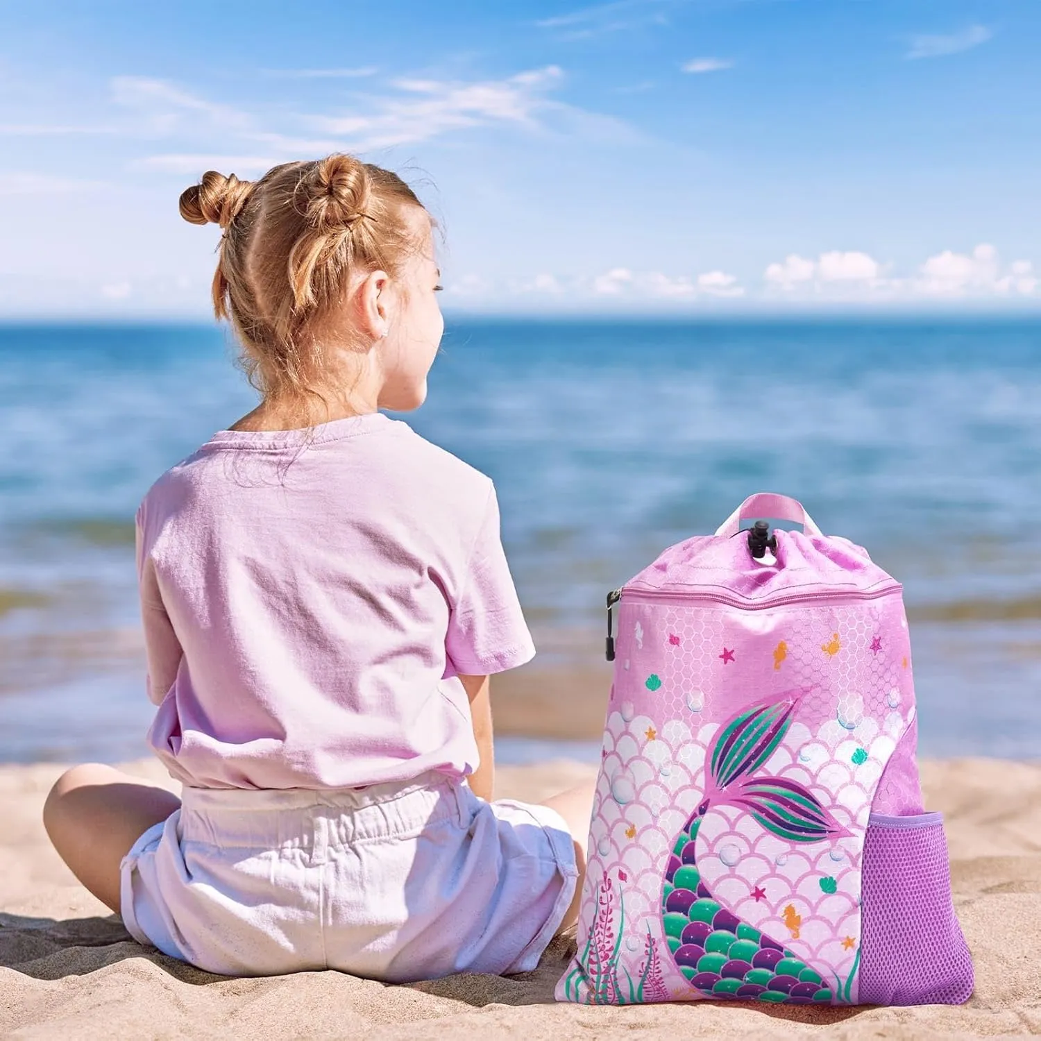 WAWSAM Gym Drawstring Backpack String Bag - 15?? x 17?? Sports Gym Bag for Kids Waterproof Swimming Beach Shopping Yoga Bag