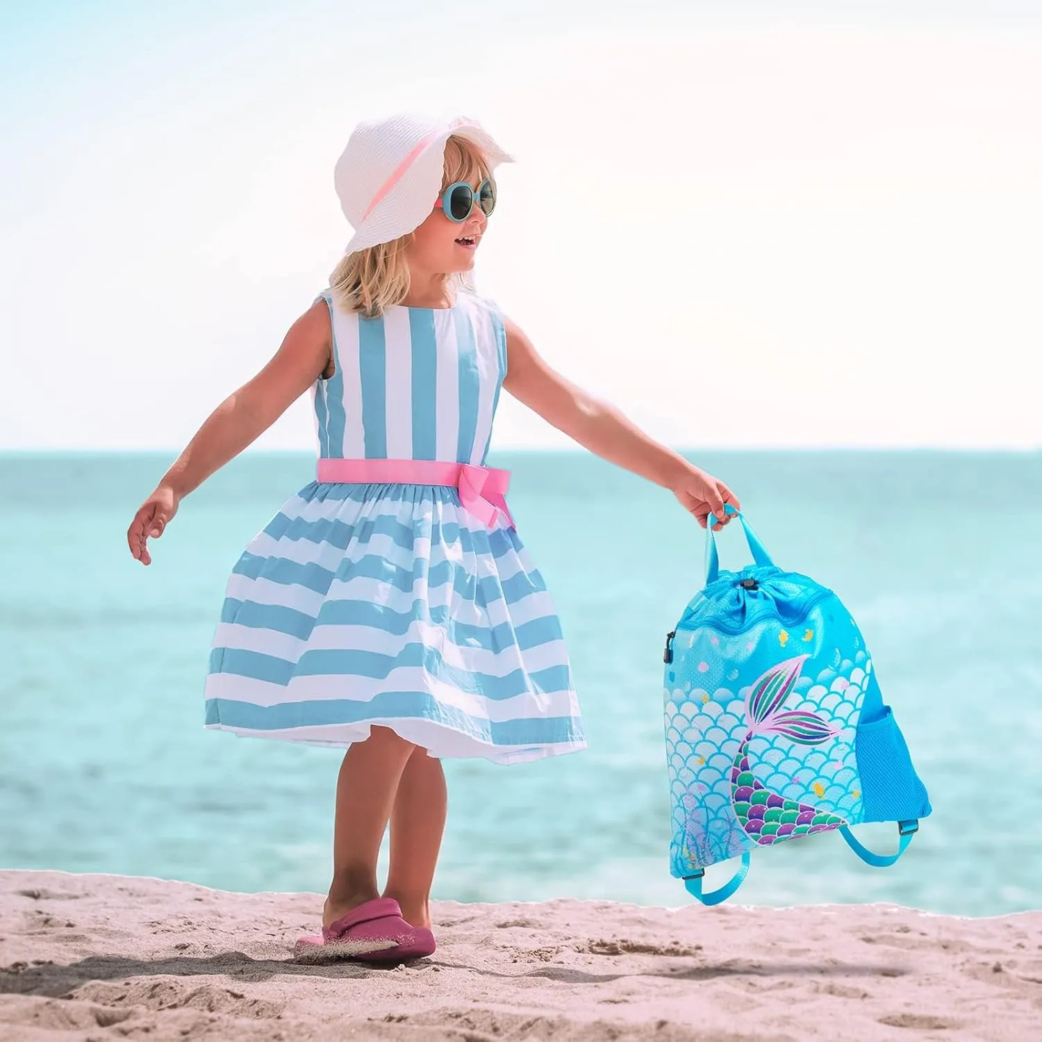 WAWSAM Gym Drawstring Backpack String Bag - 15?? x 17?? Sports Gym Bag for Kids Waterproof Swimming Beach Shopping Yoga Bag