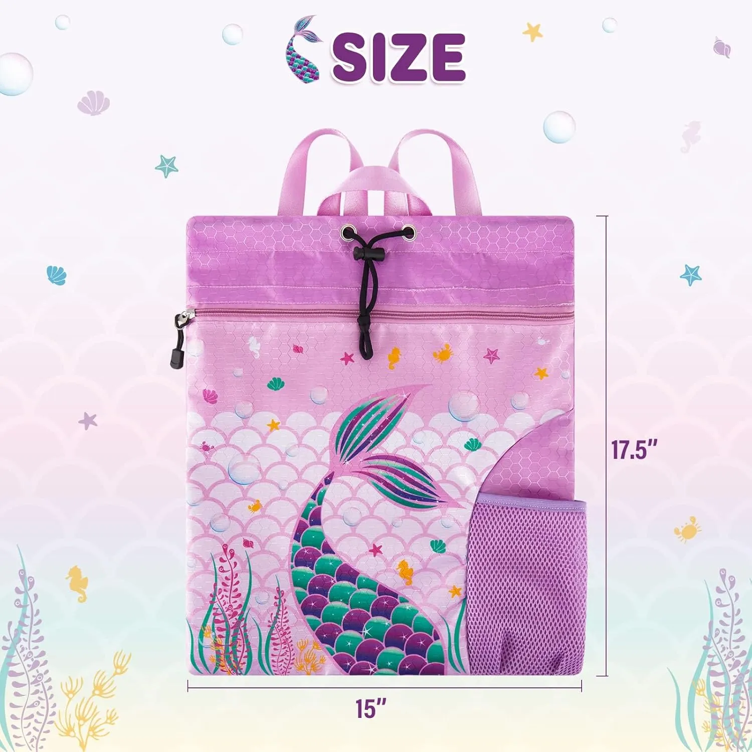 WAWSAM Gym Drawstring Backpack String Bag - 15?? x 17?? Sports Gym Bag for Kids Waterproof Swimming Beach Shopping Yoga Bag