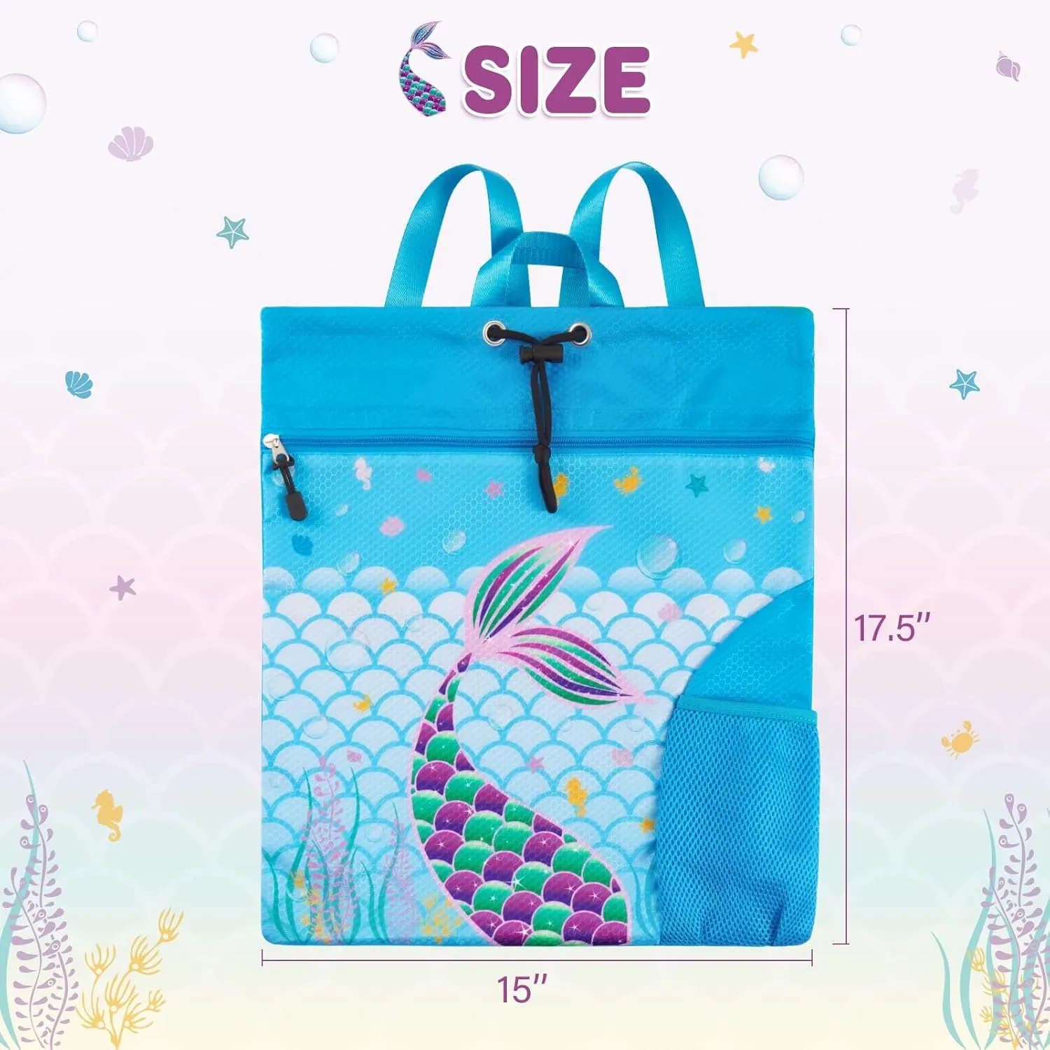 WAWSAM Gym Drawstring Backpack String Bag - 15?? x 17?? Sports Gym Bag for Kids Waterproof Swimming Beach Shopping Yoga Bag