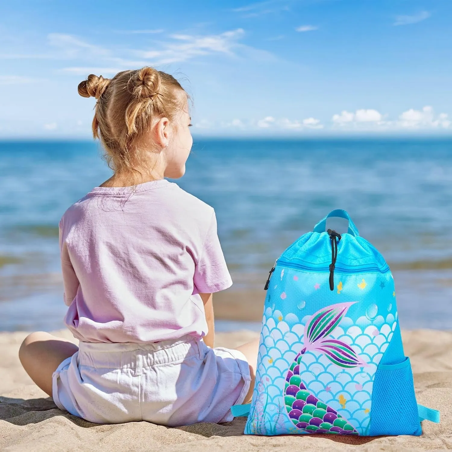 WAWSAM Gym Drawstring Backpack String Bag - 15?? x 17?? Sports Gym Bag for Kids Waterproof Swimming Beach Shopping Yoga Bag