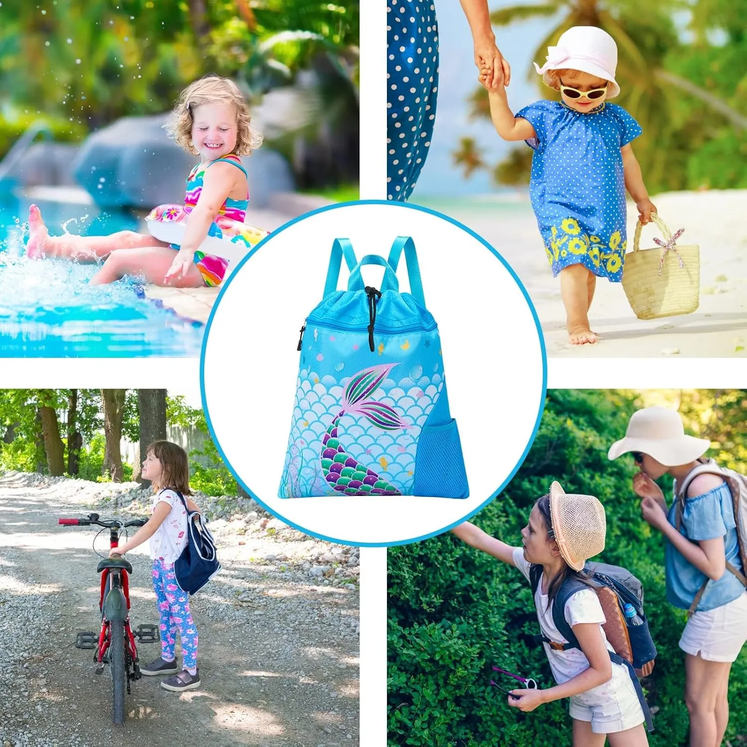 WAWSAM Gym Drawstring Backpack String Bag - 15?? x 17?? Sports Gym Bag for Kids Waterproof Swimming Beach Shopping Yoga Bag
