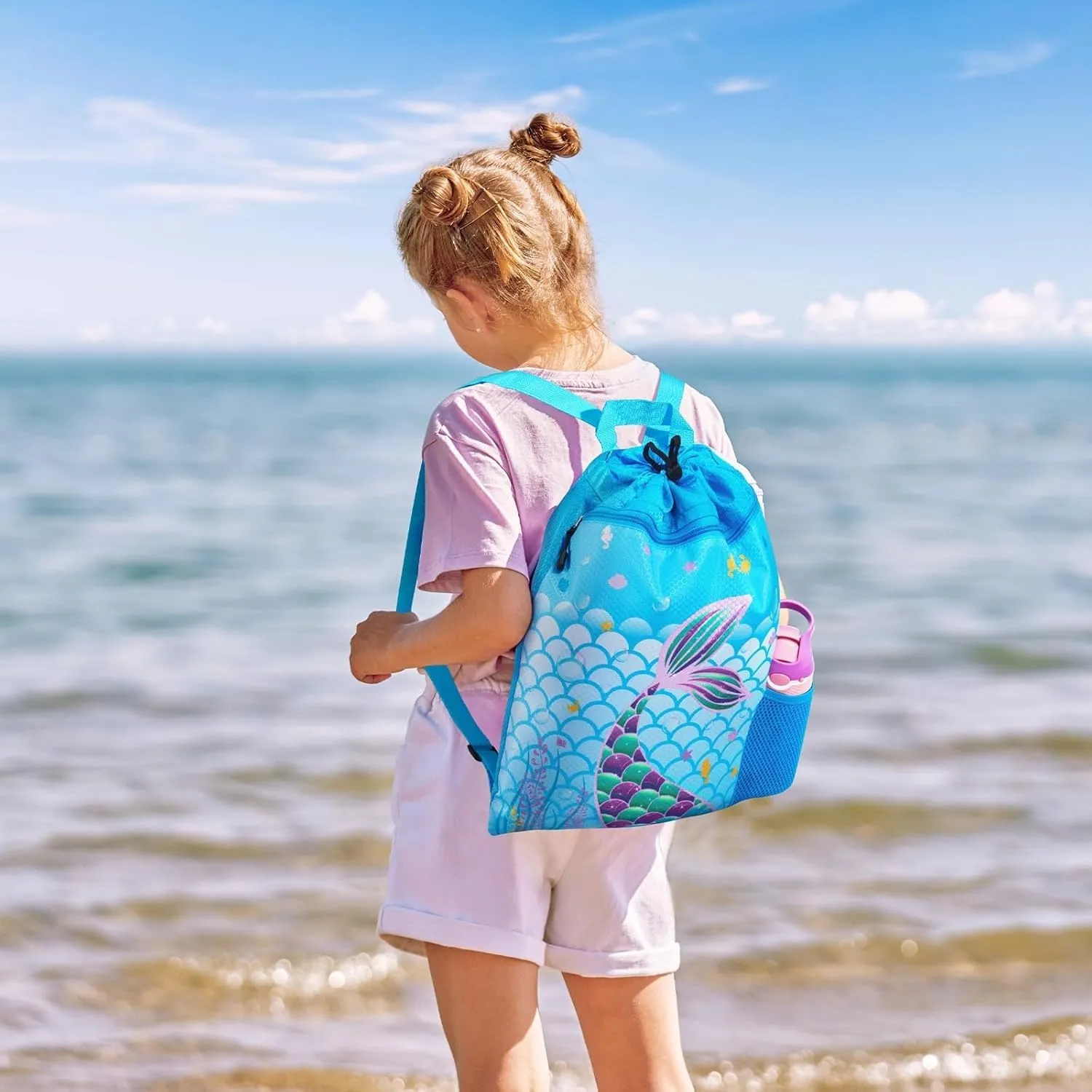 WAWSAM Gym Drawstring Backpack String Bag - 15?? x 17?? Sports Gym Bag for Kids Waterproof Swimming Beach Shopping Yoga Bag