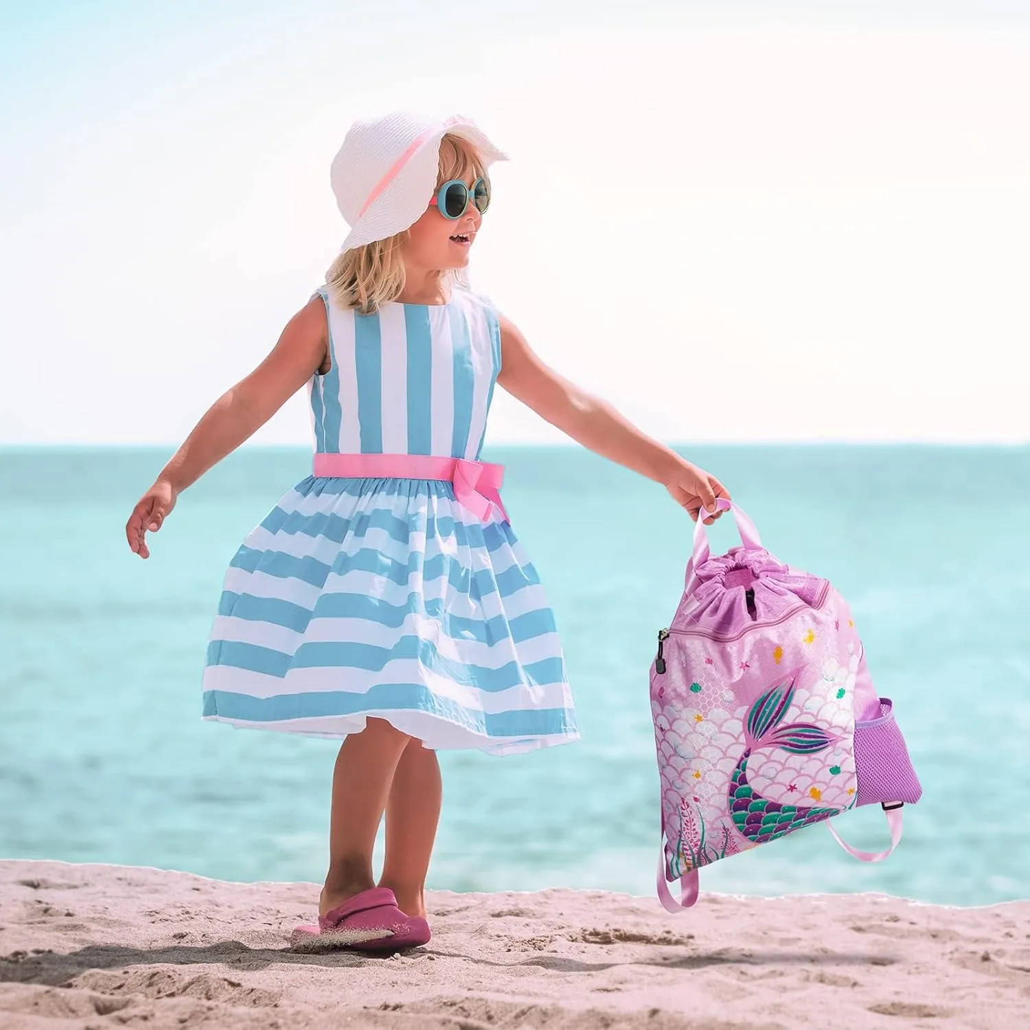 WAWSAM Gym Drawstring Backpack String Bag - 15?? x 17?? Sports Gym Bag for Kids Waterproof Swimming Beach Shopping Yoga Bag