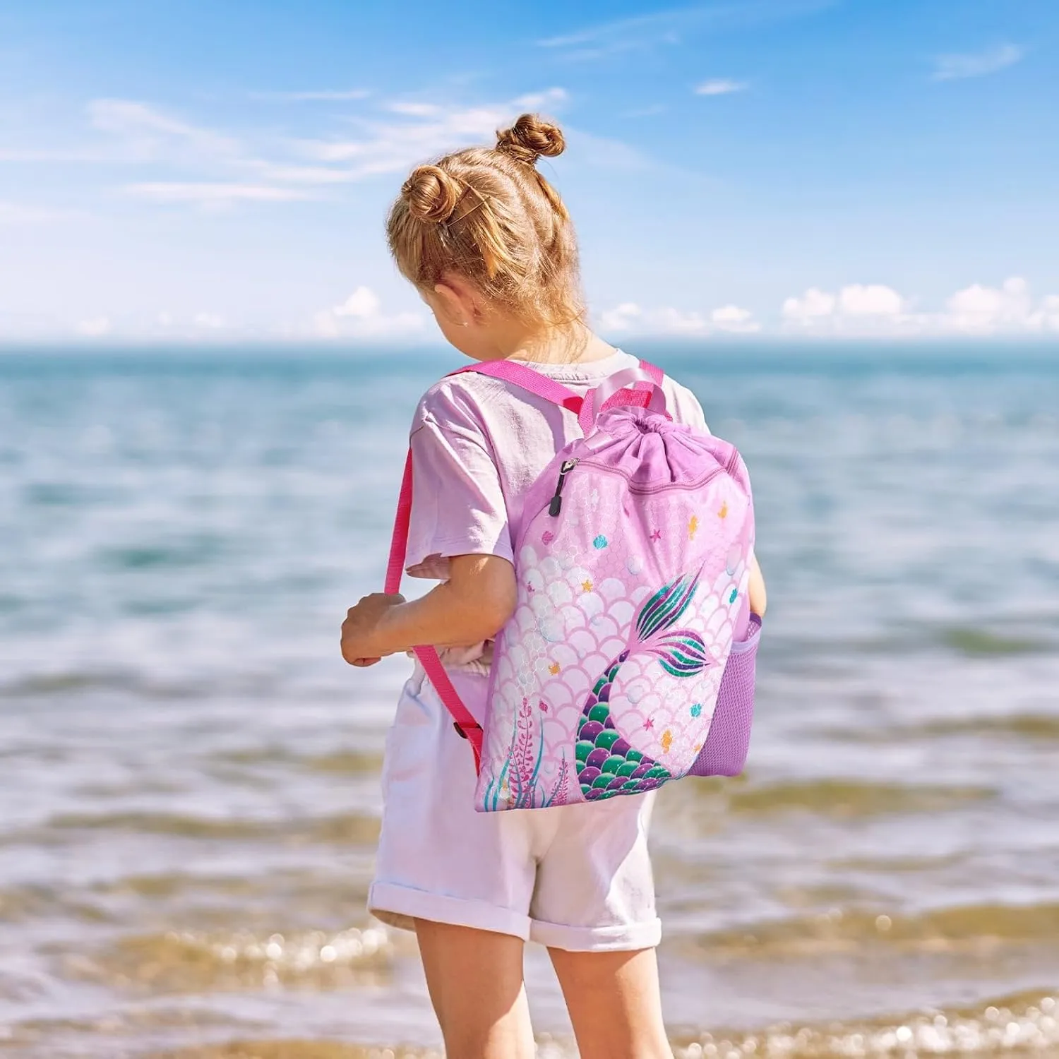 WAWSAM Gym Drawstring Backpack String Bag - 15?? x 17?? Sports Gym Bag for Kids Waterproof Swimming Beach Shopping Yoga Bag